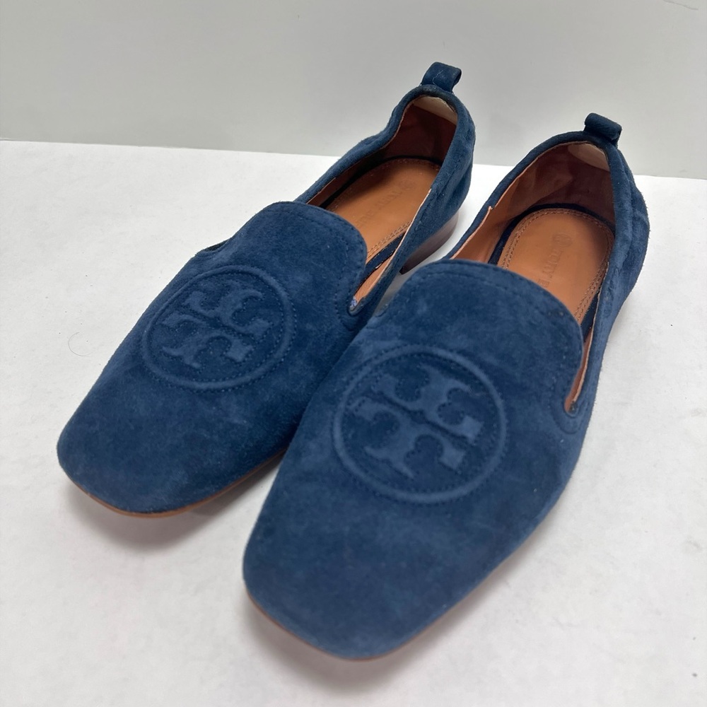 TORY BURCH Leigh Loafer Perfect Navy Suede Size 7